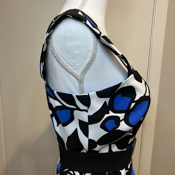 London Times Black and Blue Floral Mini Dress - Picture 7 of 14